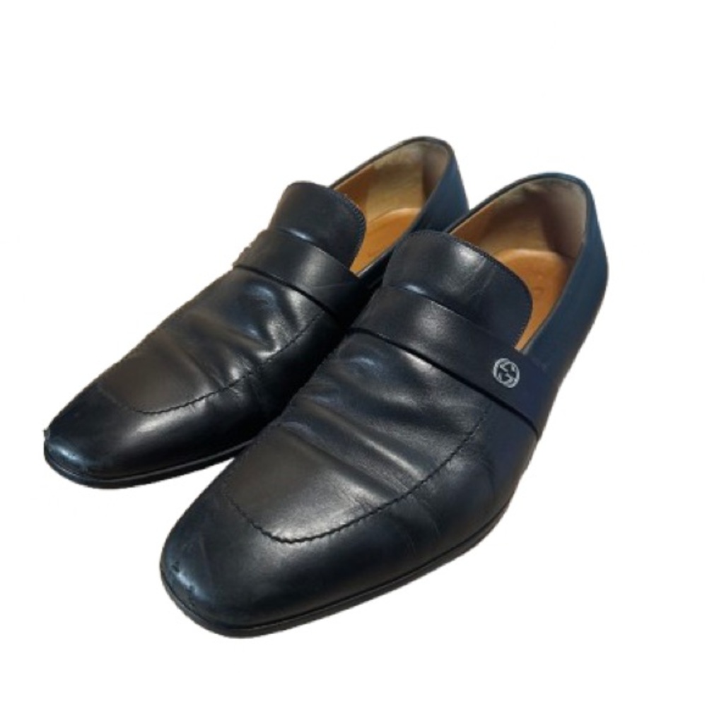 Men’s Authentic Black Leather Gucci Loafers Sz 9.5